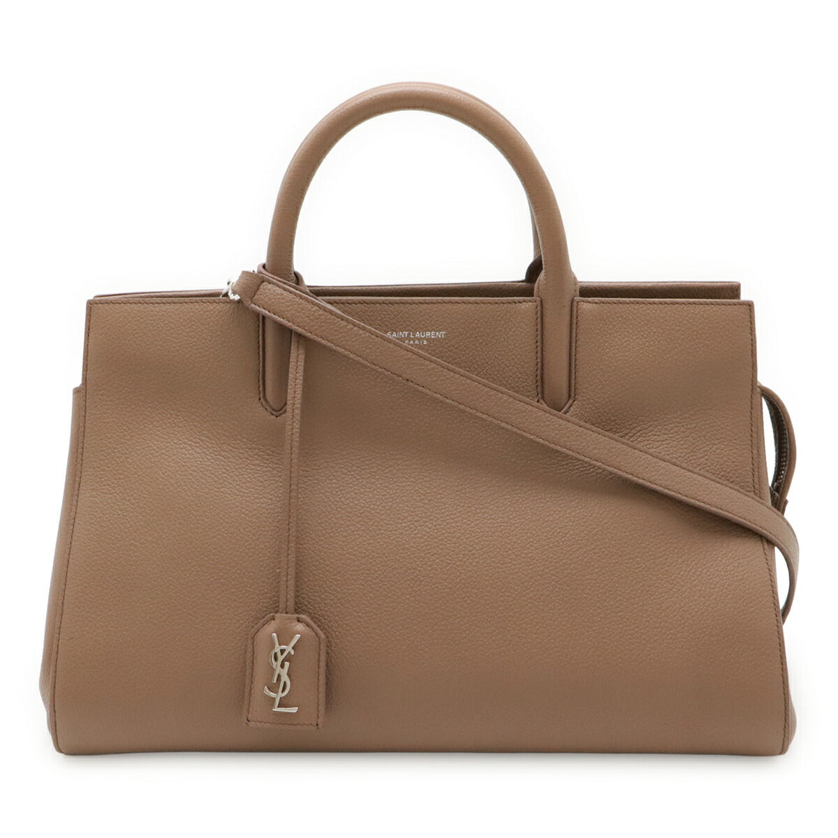 YSL Saint Laurent Paris Cabas Rive Gauche 2Way Handbag Leather Travel Bag