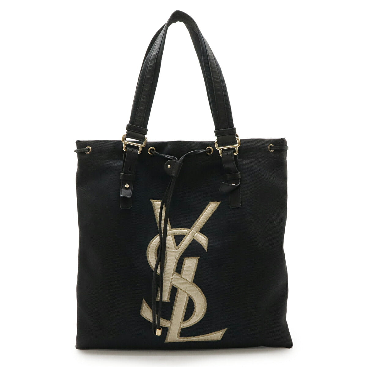 YSL Saint Laurent Yves Kahala Rive Gauche Tote Bag Leather Canvas