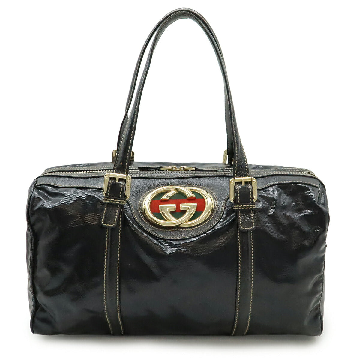 Gucci Interlocking Coated Boston Bag Canvas Travel Bag