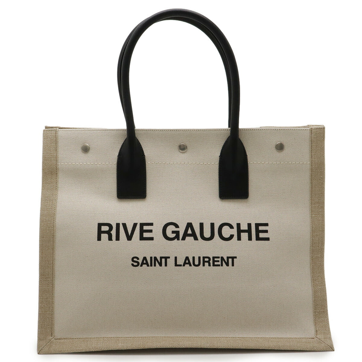 YSL Saint Laurent Rive Gauche Tote Bag Leather Canvas Leather Tote Bag