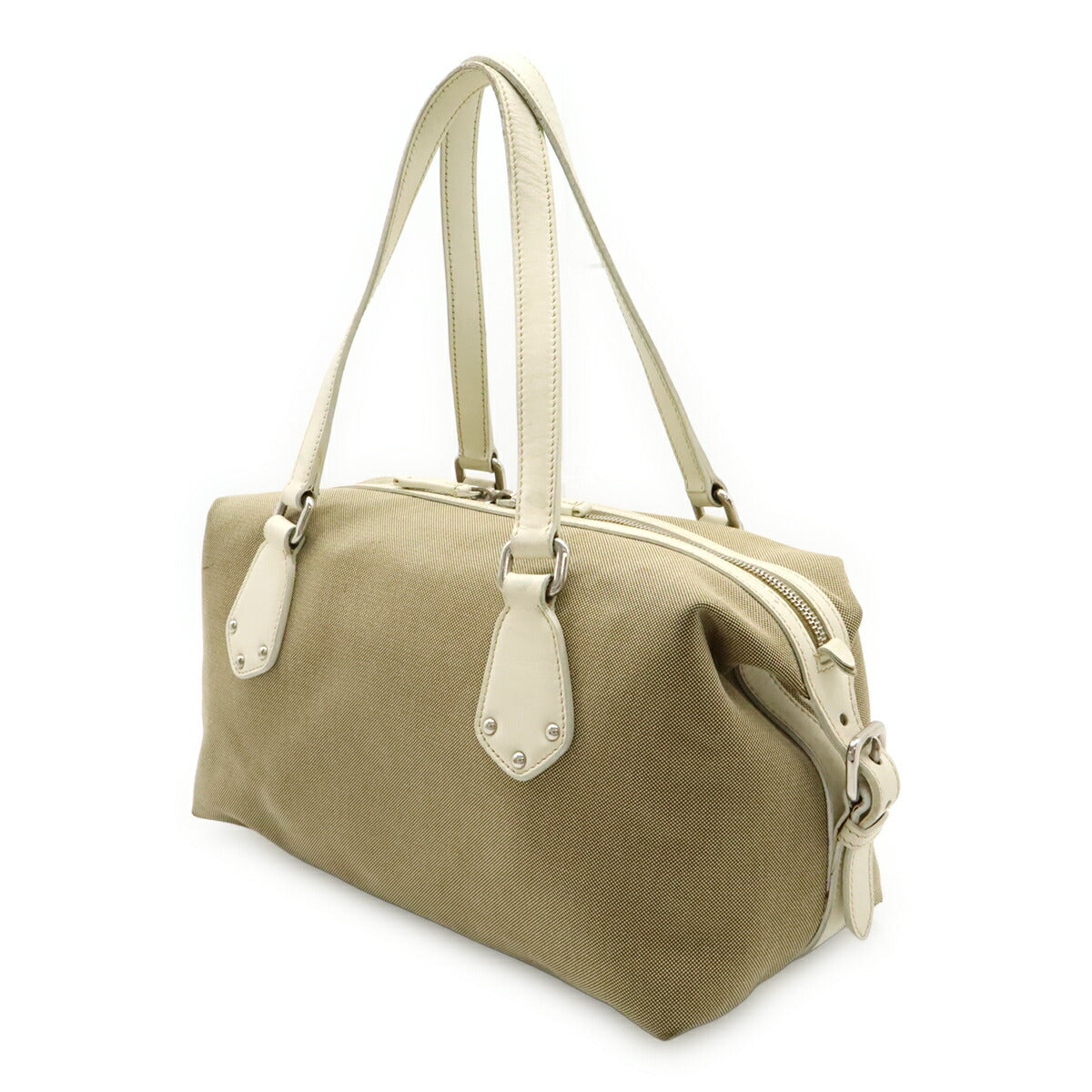 Prada 2Way Bag Leather Canvas Travel Bag