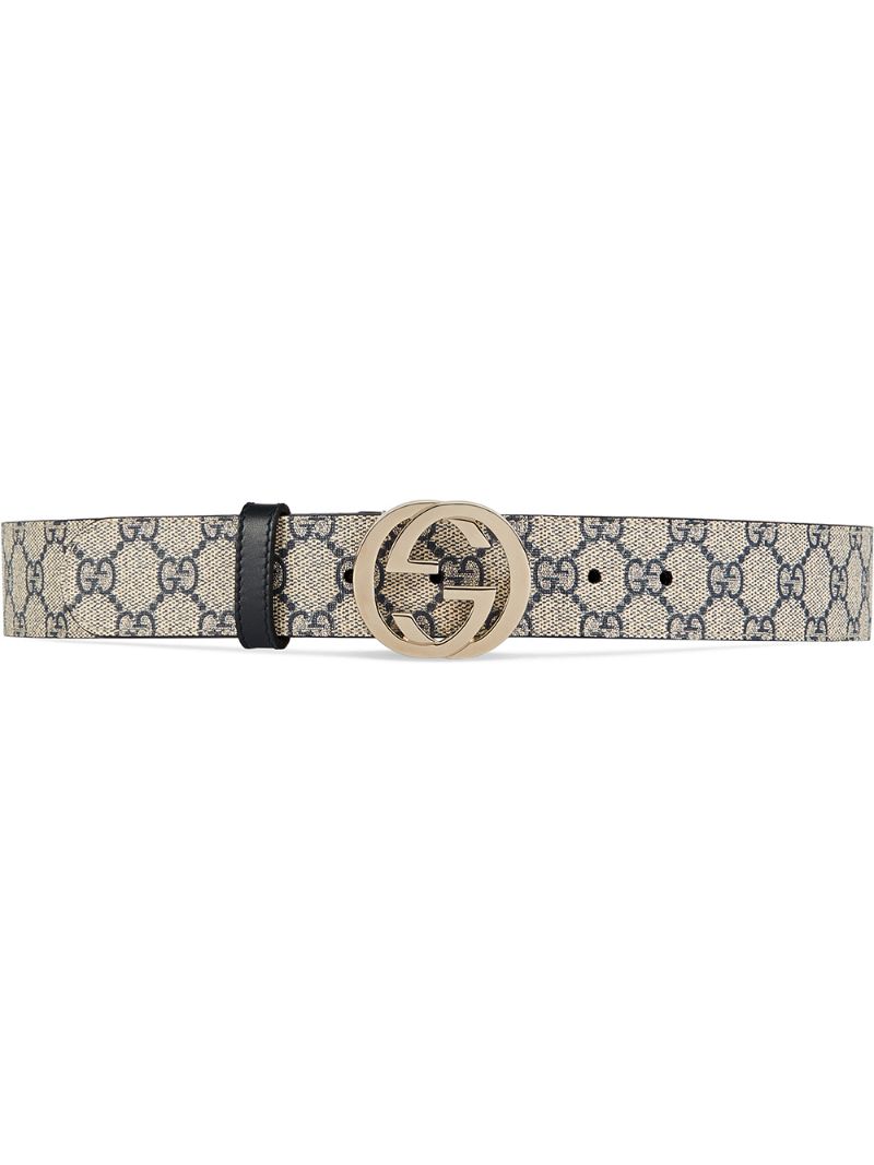 Gucci - GG Supreme belt with G buckle - women - Canvas/Leather - 80 - Brown