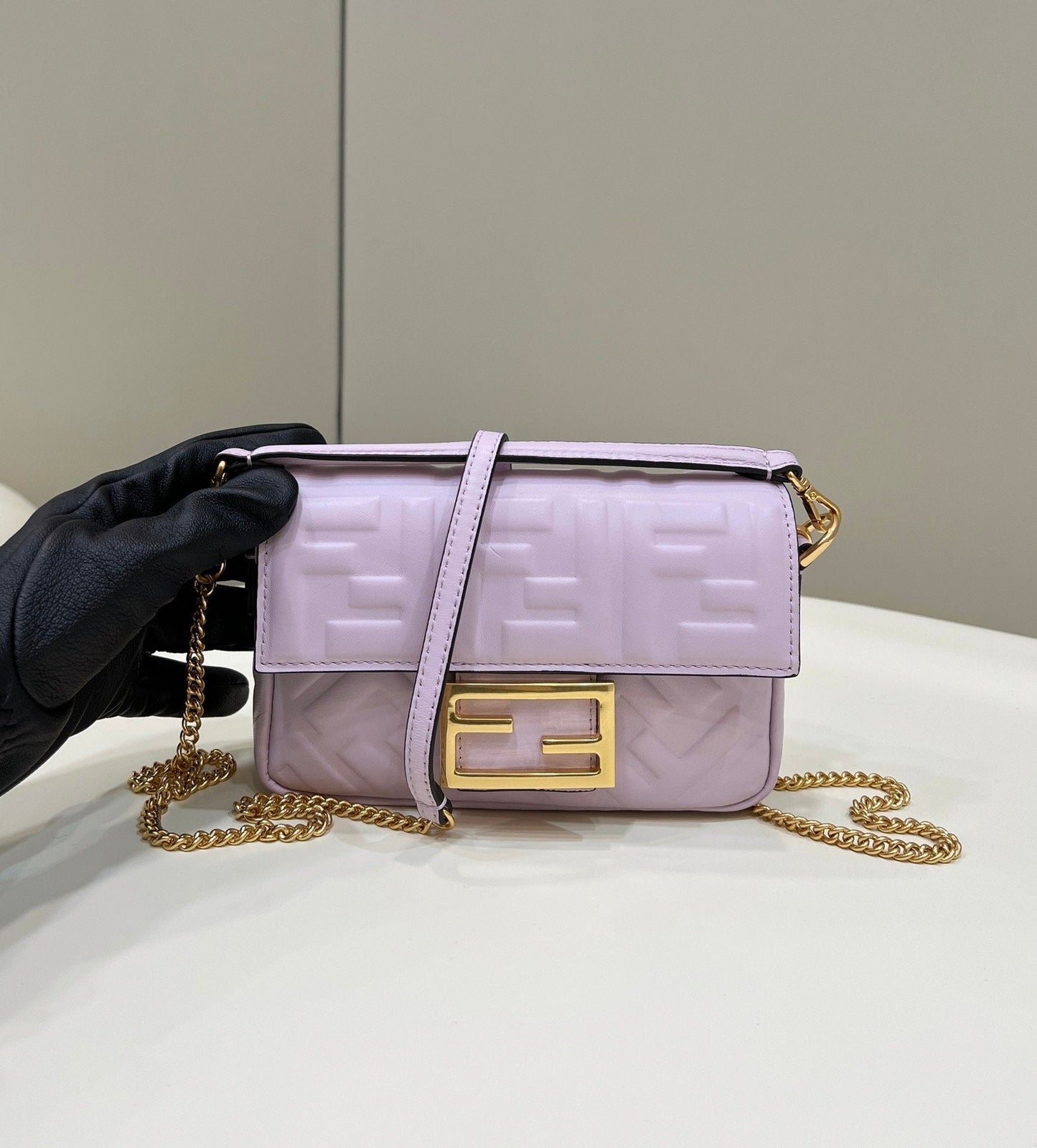 Fendi Top QualityTop Quality Baguette Purple FF Crossbody Bag