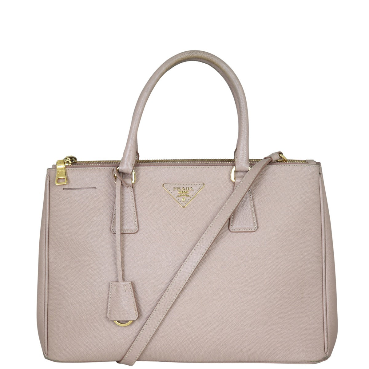 Prada Tote Bag Lux Galleria Double Tote 7 Saffiano Pink Medium