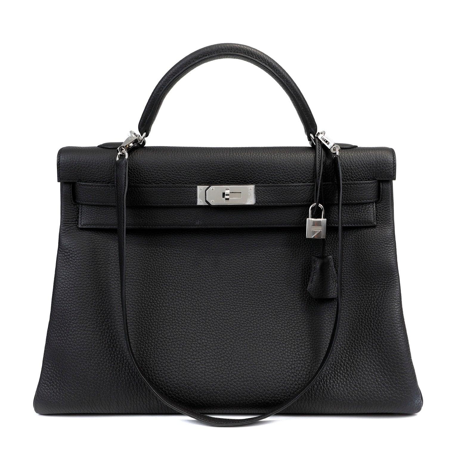 Hermes Luxury Cm Togo Kelly W Palladium Hardware Black Travel Bag