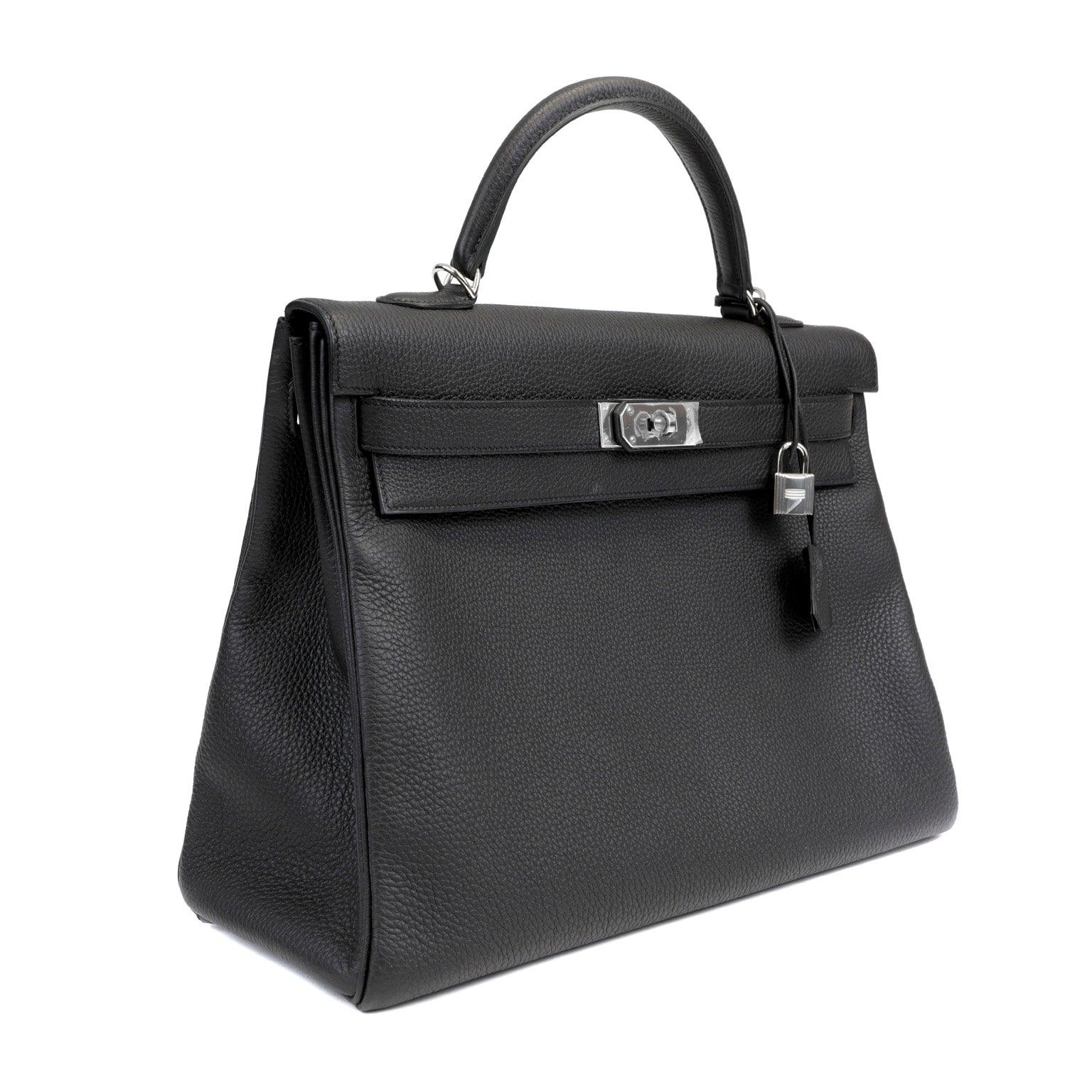 Hermes Luxury Cm Togo Kelly W Palladium Hardware Black Travel Bag