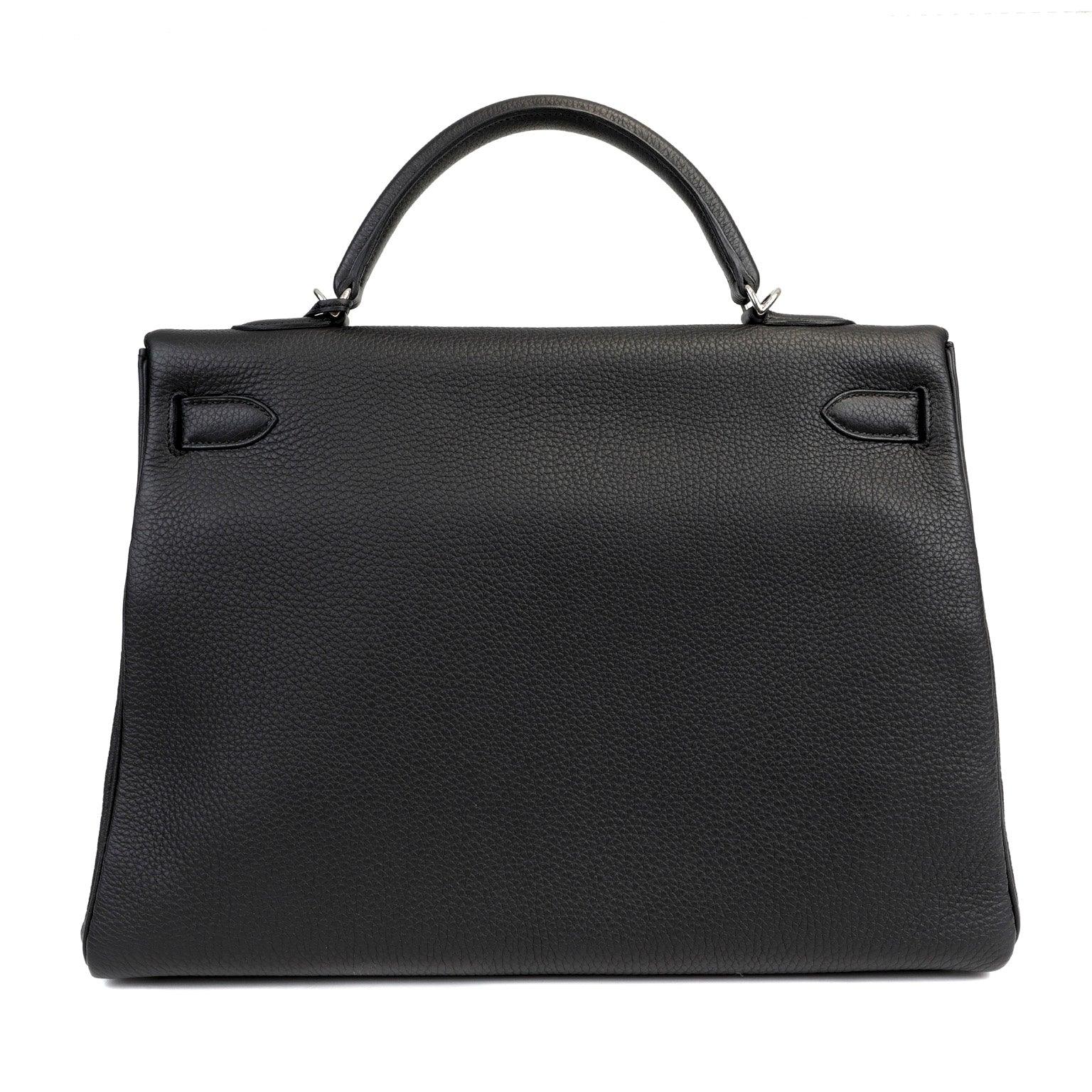 Hermes Luxury Cm Togo Kelly W Palladium Hardware Black Travel Bag