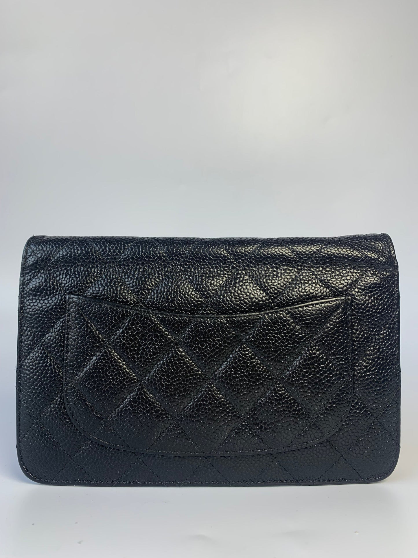 Chanel on WOC Caviar hardware Black Gold Leather Wallet Case Hardware 2