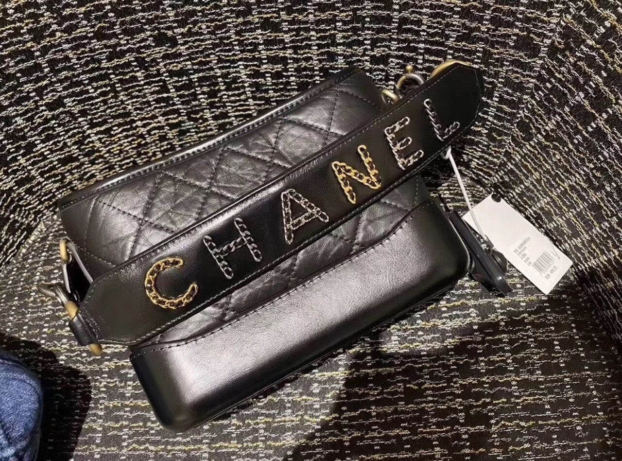 CHL Gabrielle 20cm Aged Spring Leather Calfskin Black Jewelry Collection Black