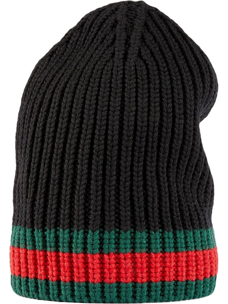 Gucci - Web detail beanie - men - Wool - L, M - Black