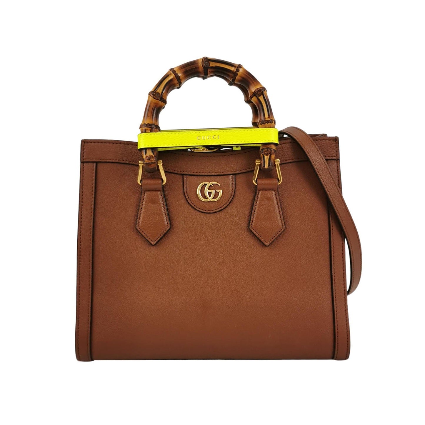 Gucci Diana Bamboo Top Handles Leather Calfskin Brown Tan Crossbody Bag