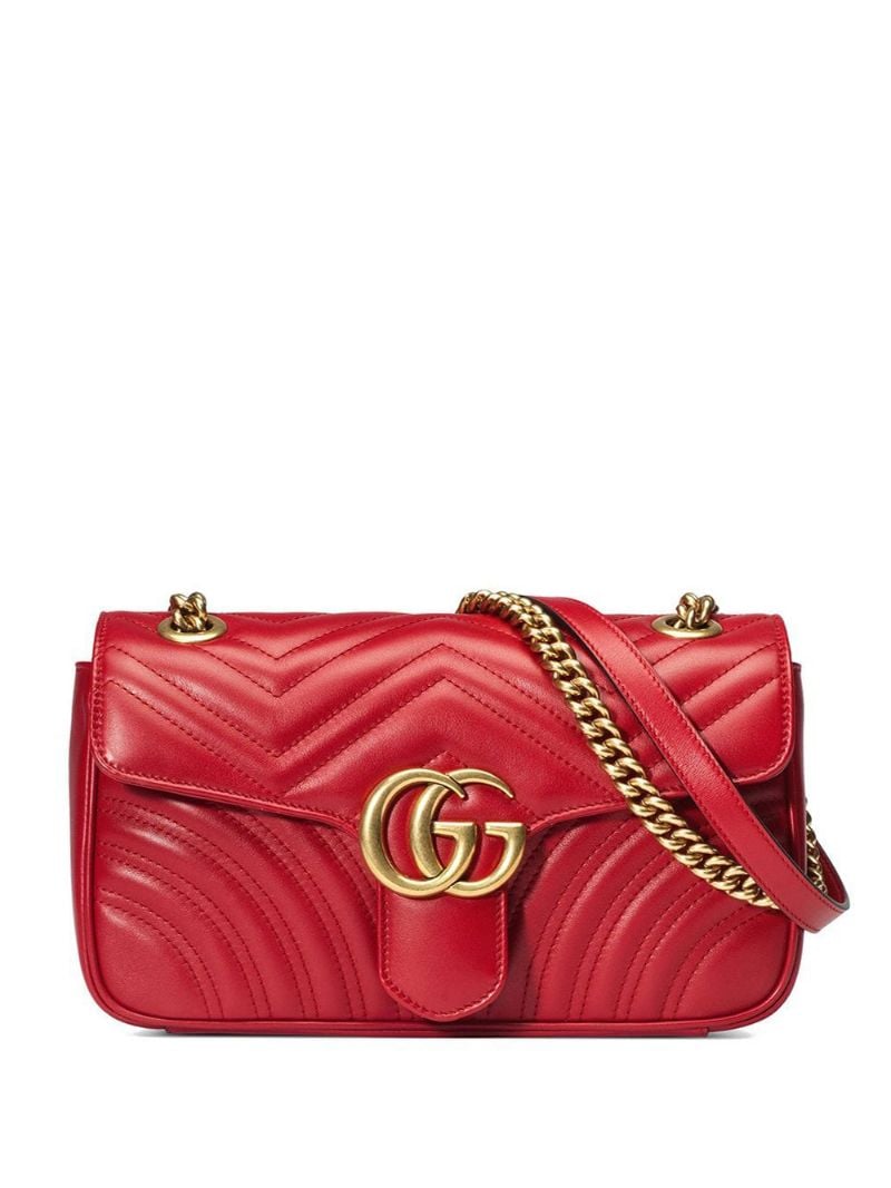 Gucci - GG Marmont small leather matelassé shoulder bag - women - Microfibre/Leather - One Size - Red