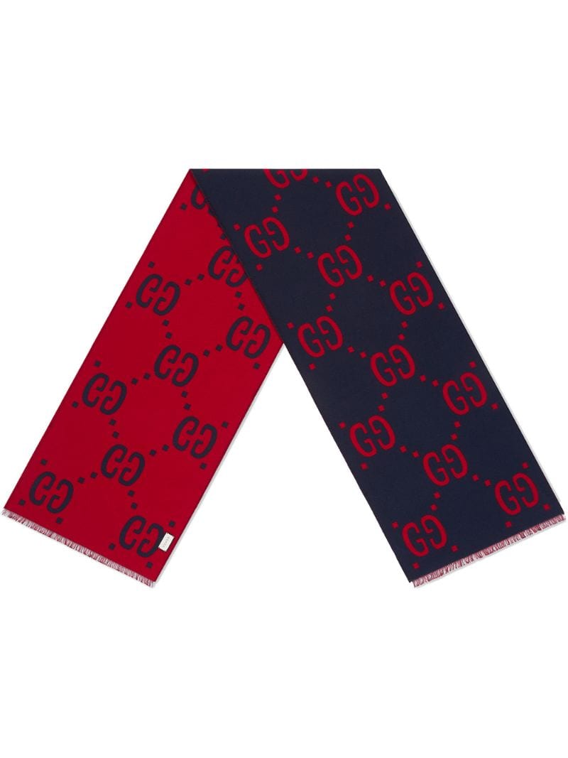 Gucci - GG jacquard wool silk scarf - men - Silk/Wool - One Size - Blue