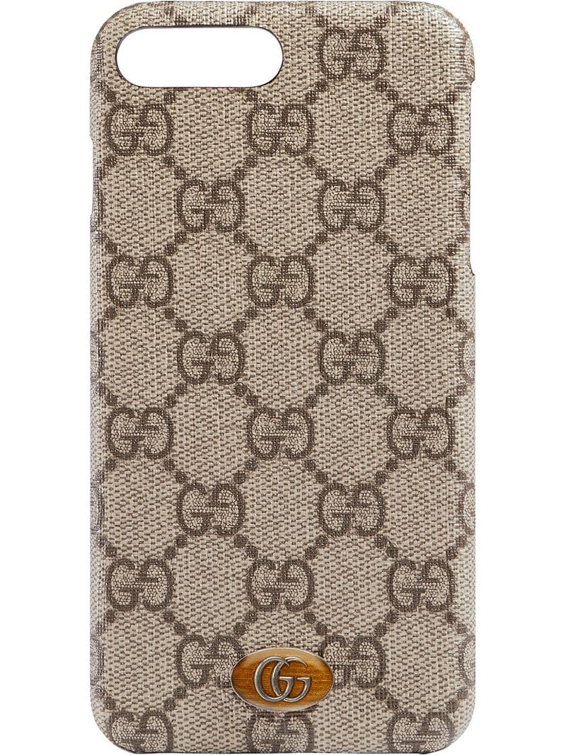 Gucci - Ophidia iPhone 8 Plus case - women - Enamel/Canvas/metal - One Size - Brown