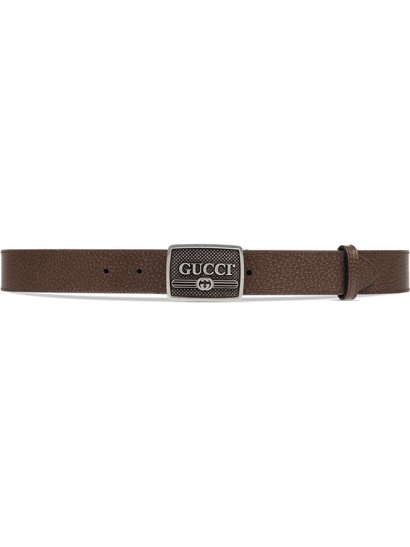 Gucci - Leather belt with Gucci logo buckle - men - Leather/metal - 85, 75, 80, 95 - Brown