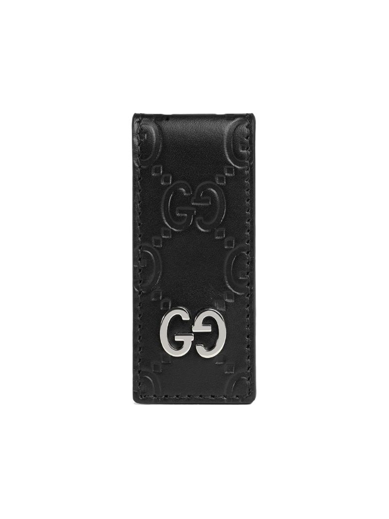 Gucci - Gucci Signature money clip - men - metal/Leather - One Size - Black