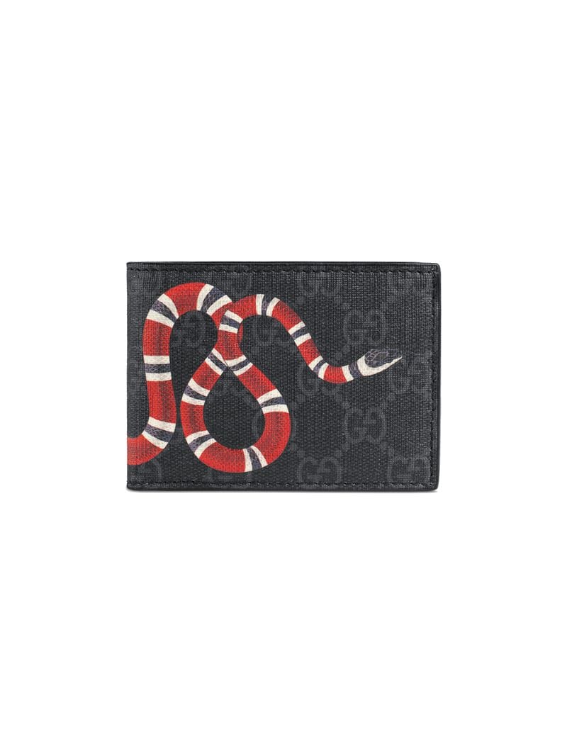 Gucci - Kingsnake print GG Supreme wallet - men - Leather/Canvas - One Size - Black