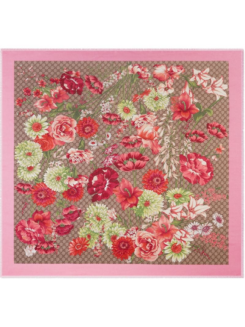 Gucci - Spring bouquet modal silk shawl - women - Modal/Silk - One Size - Multicolour