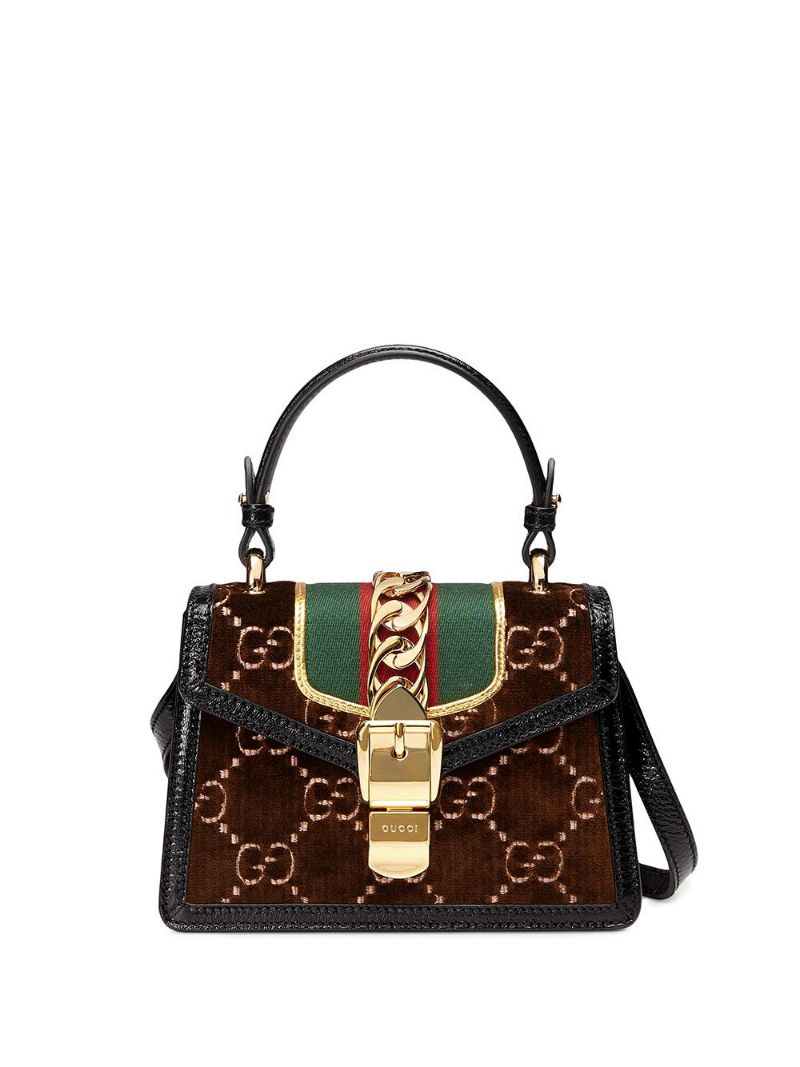 Gucci - mini Sylvie GG tote - women - Nylon/Patent Leather/Velvet - One Size - Brown