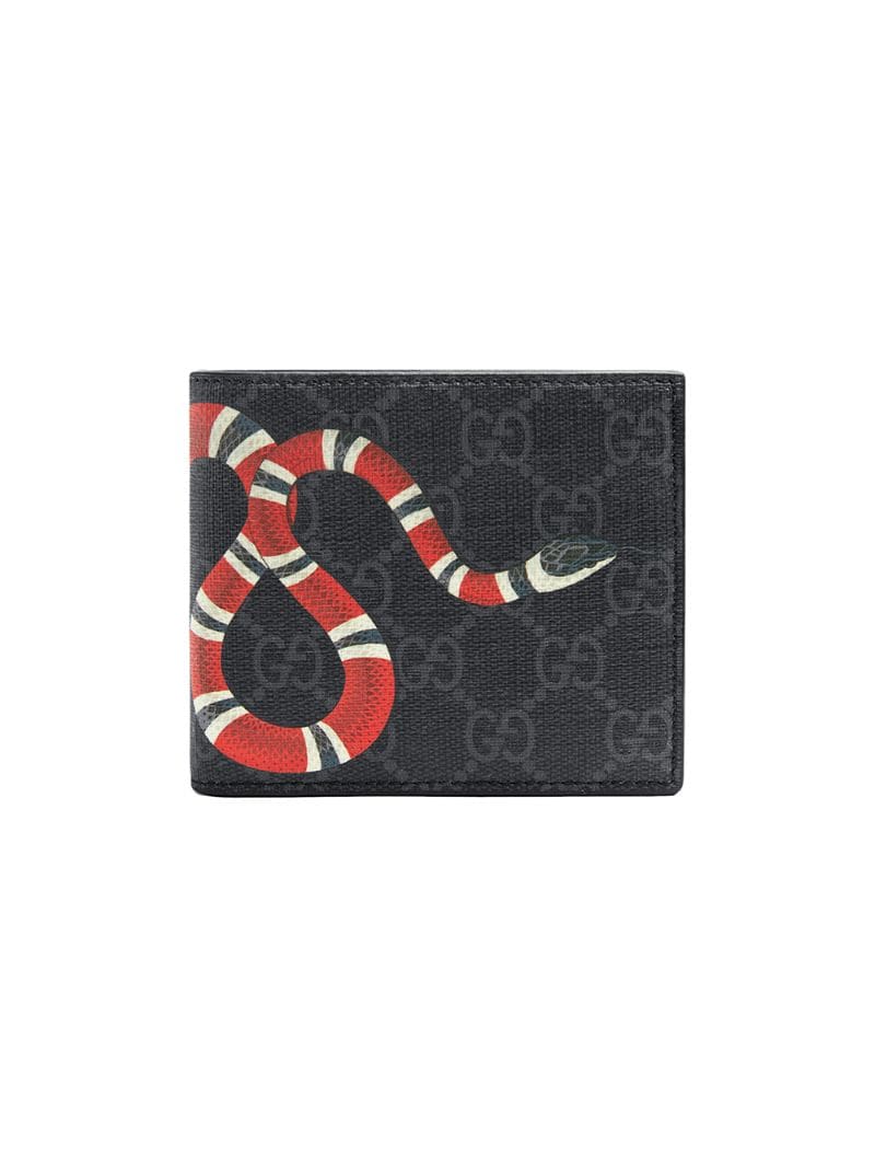 Gucci - Kingsnake print GG Supreme wallet - men - Canvas/Leather - One Size - Black