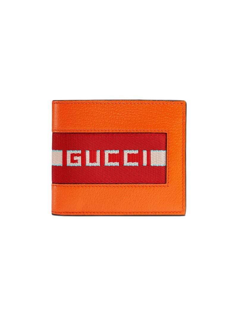 Gucci - Gucci stripe leather wallet - men - Leather/Nylon - One Size - ORANGE
