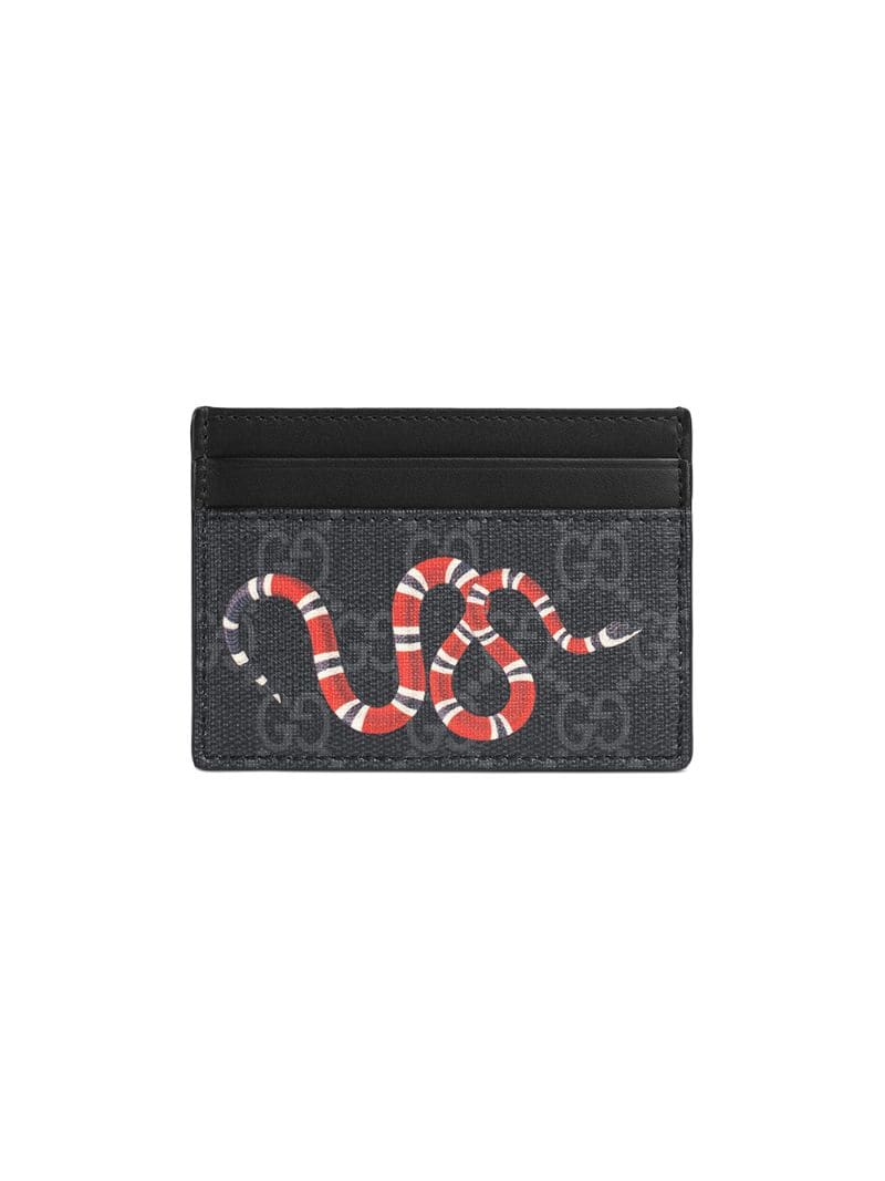 Gucci - Kingsnake print GG Supreme card case - men - Leather/Canvas - One Size - Black