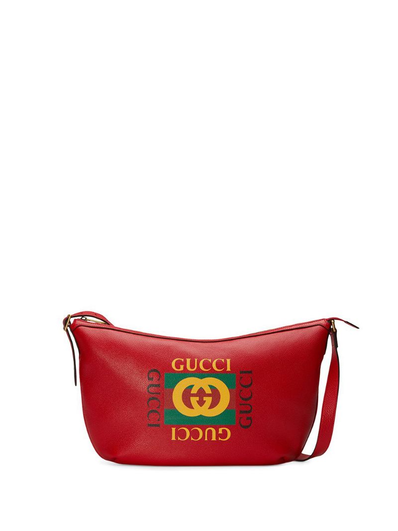 Gucci - Gucci Print half-moon hobo bag - men - Cotton/Brass/Leather - One Size - Red