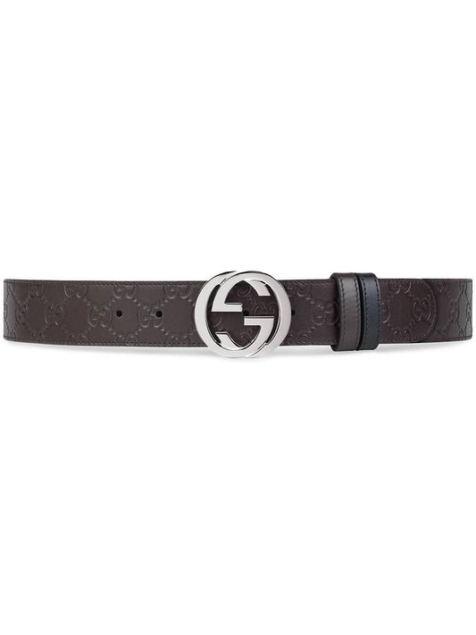 Gucci - Reversible Gucci Signature belt - men - Leather/metal - 90, 110, 95, 100 - Brown