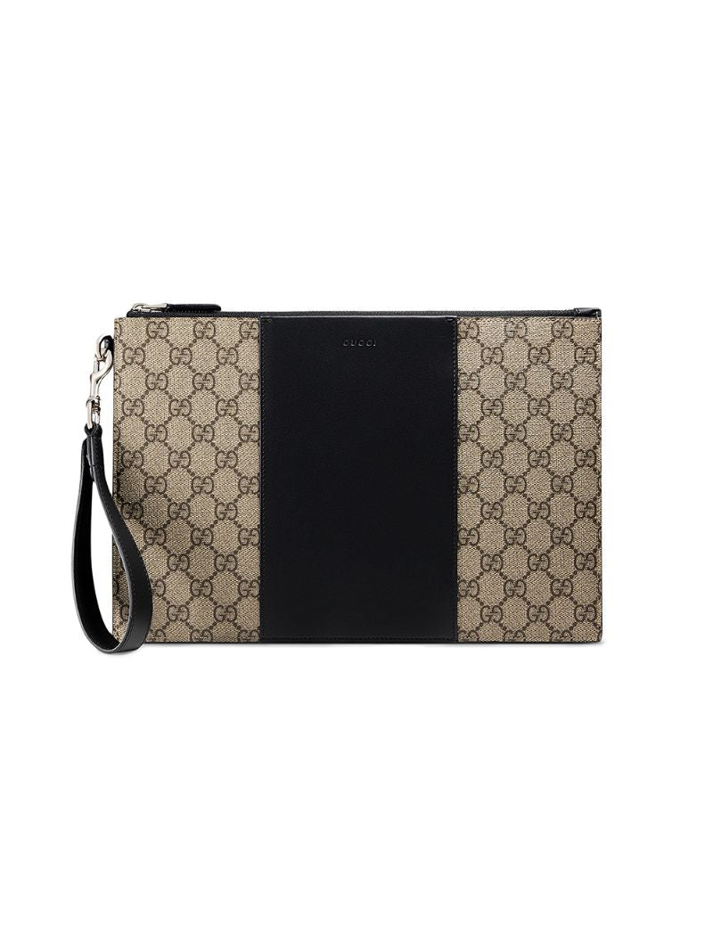 Gucci - GG Supreme pouch - men - Leather/Canvas - One Size - Neutrals