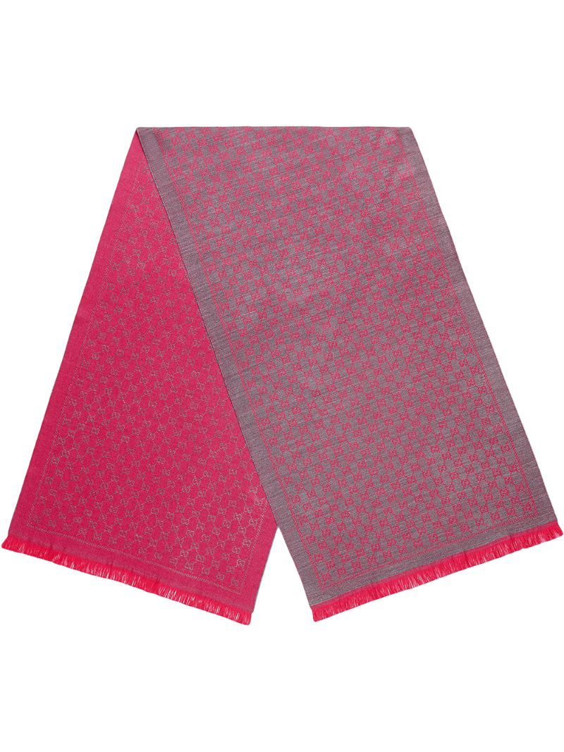 Gucci - Wool GG jacquard scarf - women - Wool - One Size - PINK