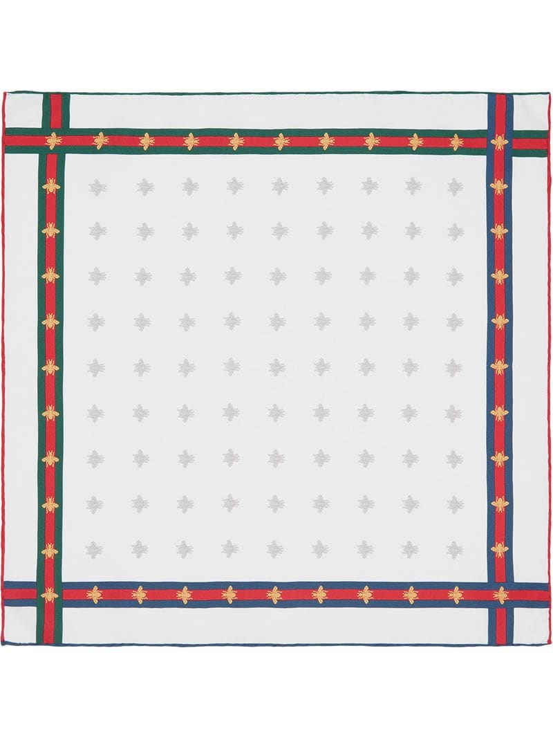 Gucci - Bee pattern silk pocket square - men - Silk - One Size - White