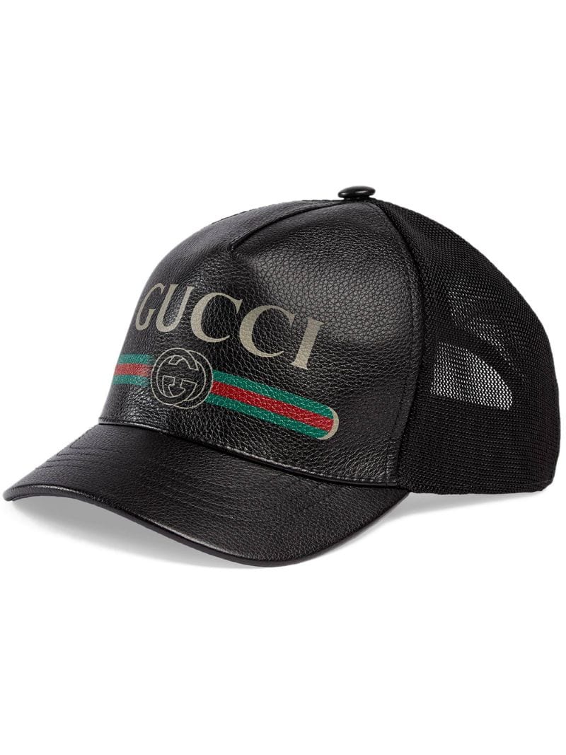 Gucci - logo print baseball cap - men - Leather/Polyester - M - Black