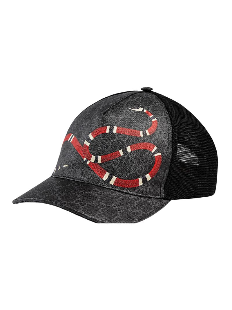 Gucci - Kingsnake print GG Supreme baseball cap - men - Polyester/Canvas - M - Black