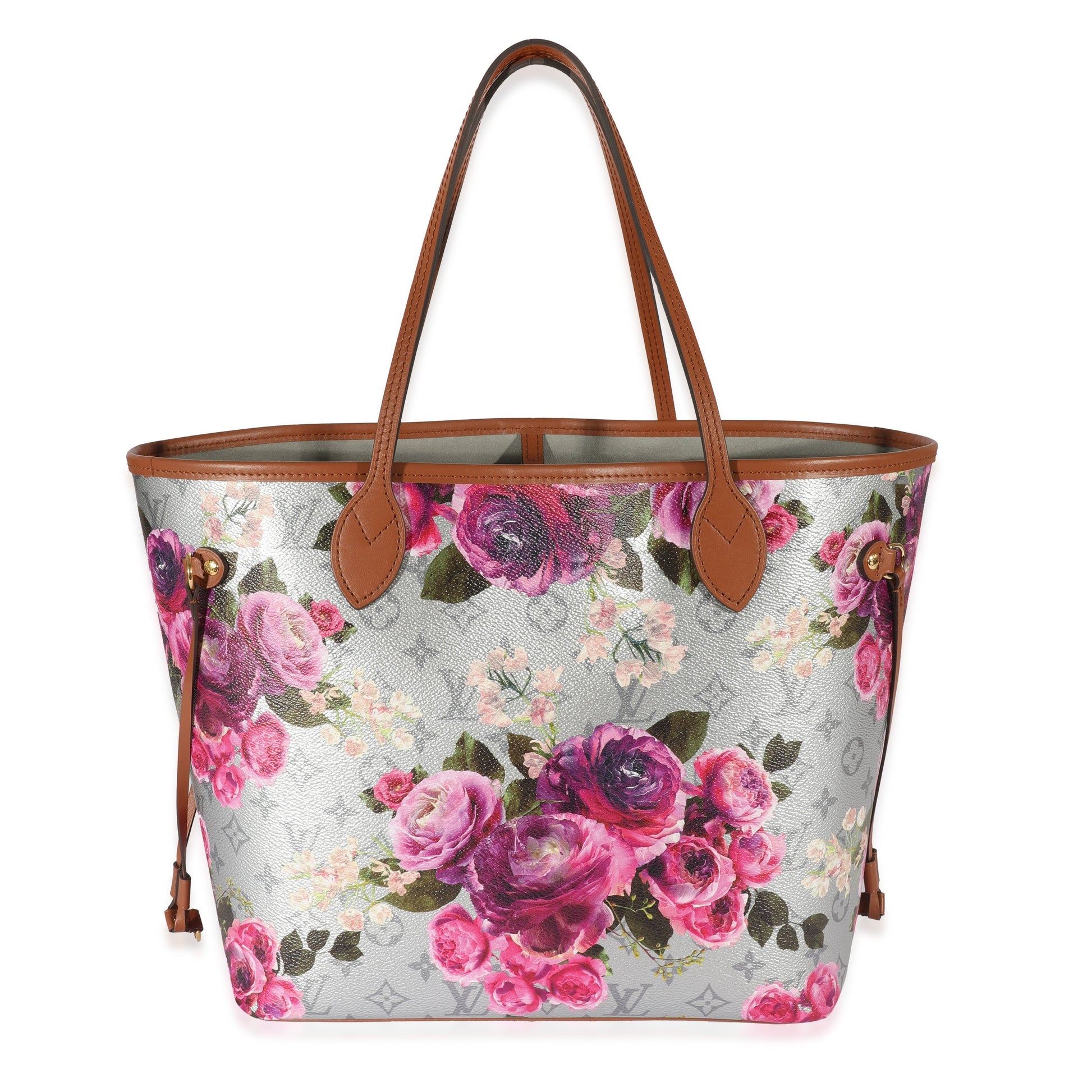 Louis Vuitton Grey Pink Monogram Neverfull Tote Bag