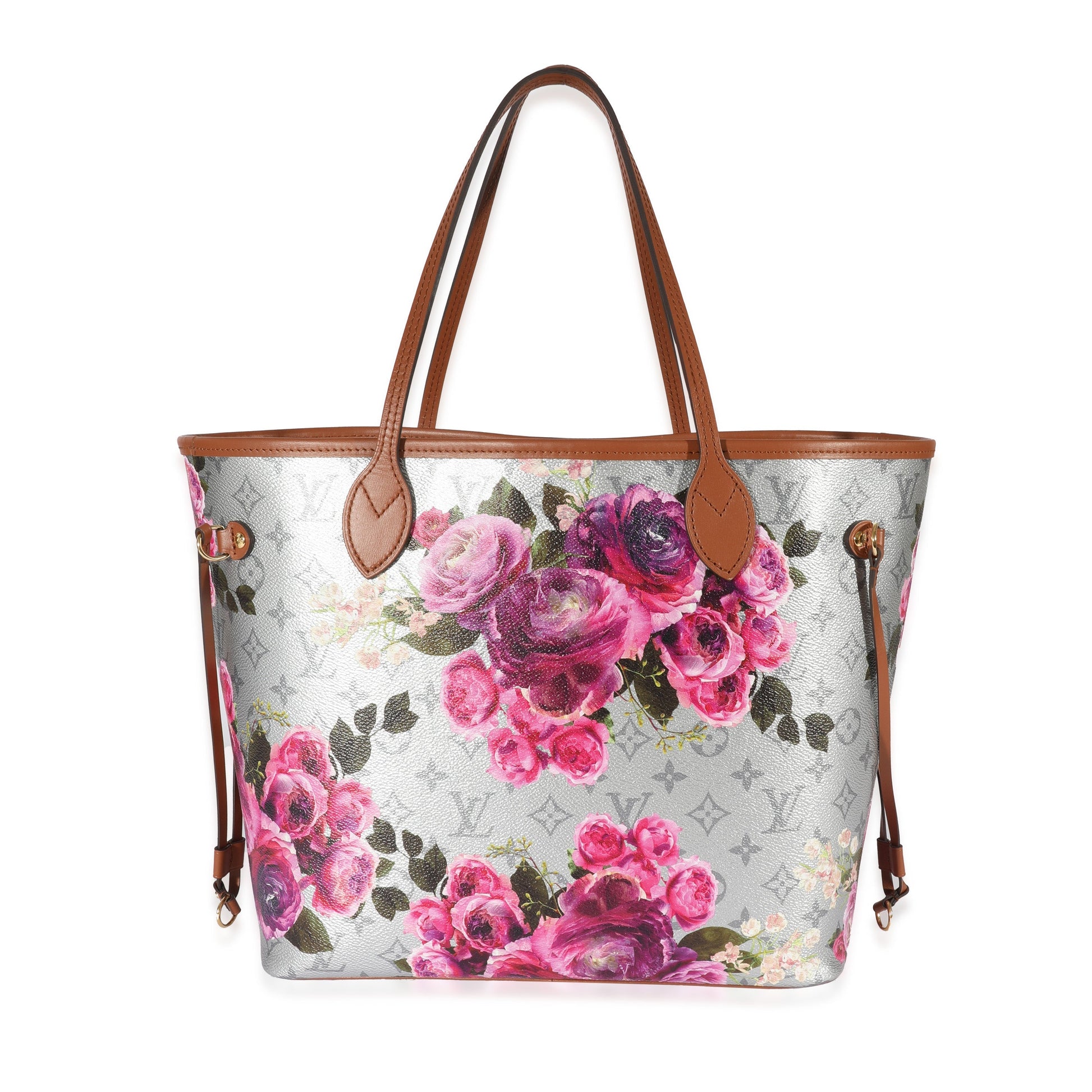 Louis Vuitton Grey Pink Monogram Neverfull Tote Bag