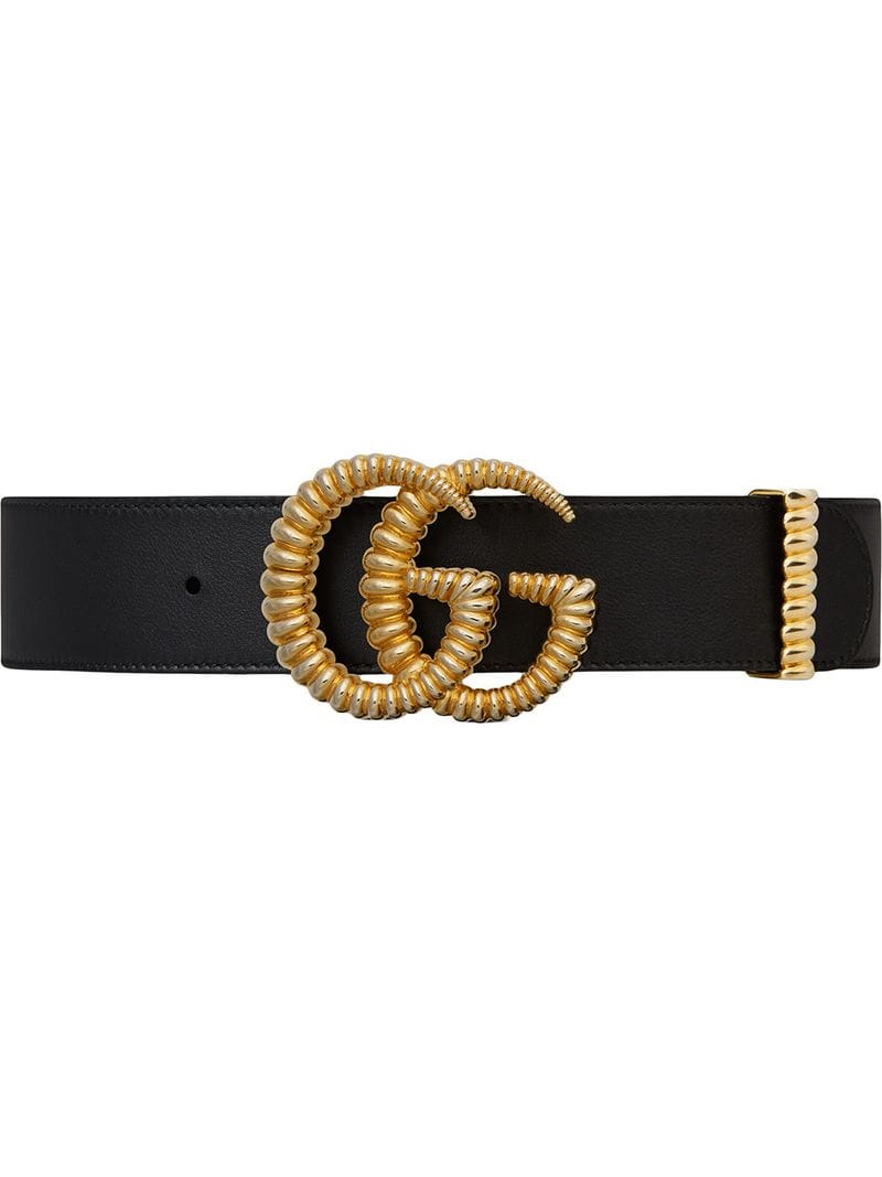 Gucci - Leather belt with torchon Double G buckle - women - Leather/metal - 85, 90, 95 - Black