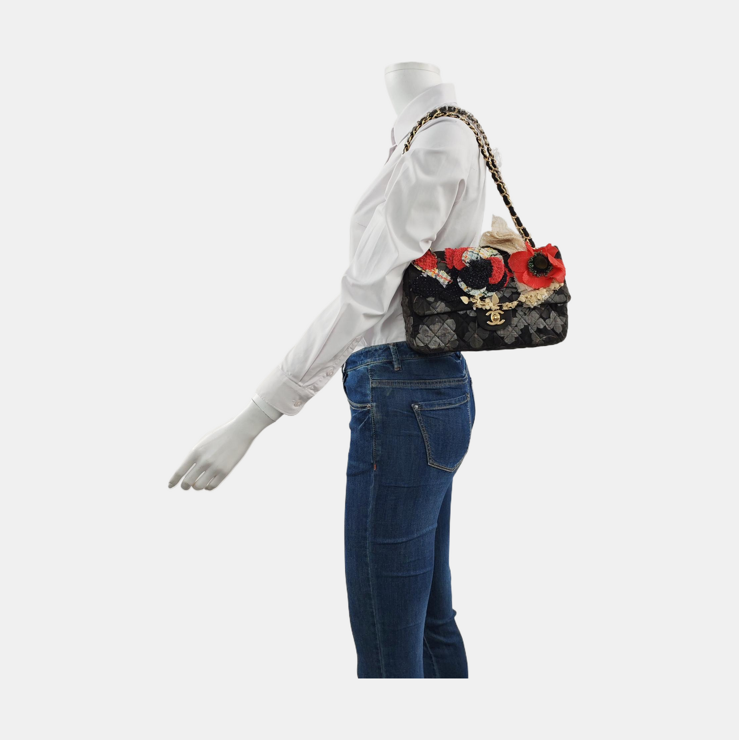 Chanel Classic Flap Runway Limited Edition Floral Grey Handbag