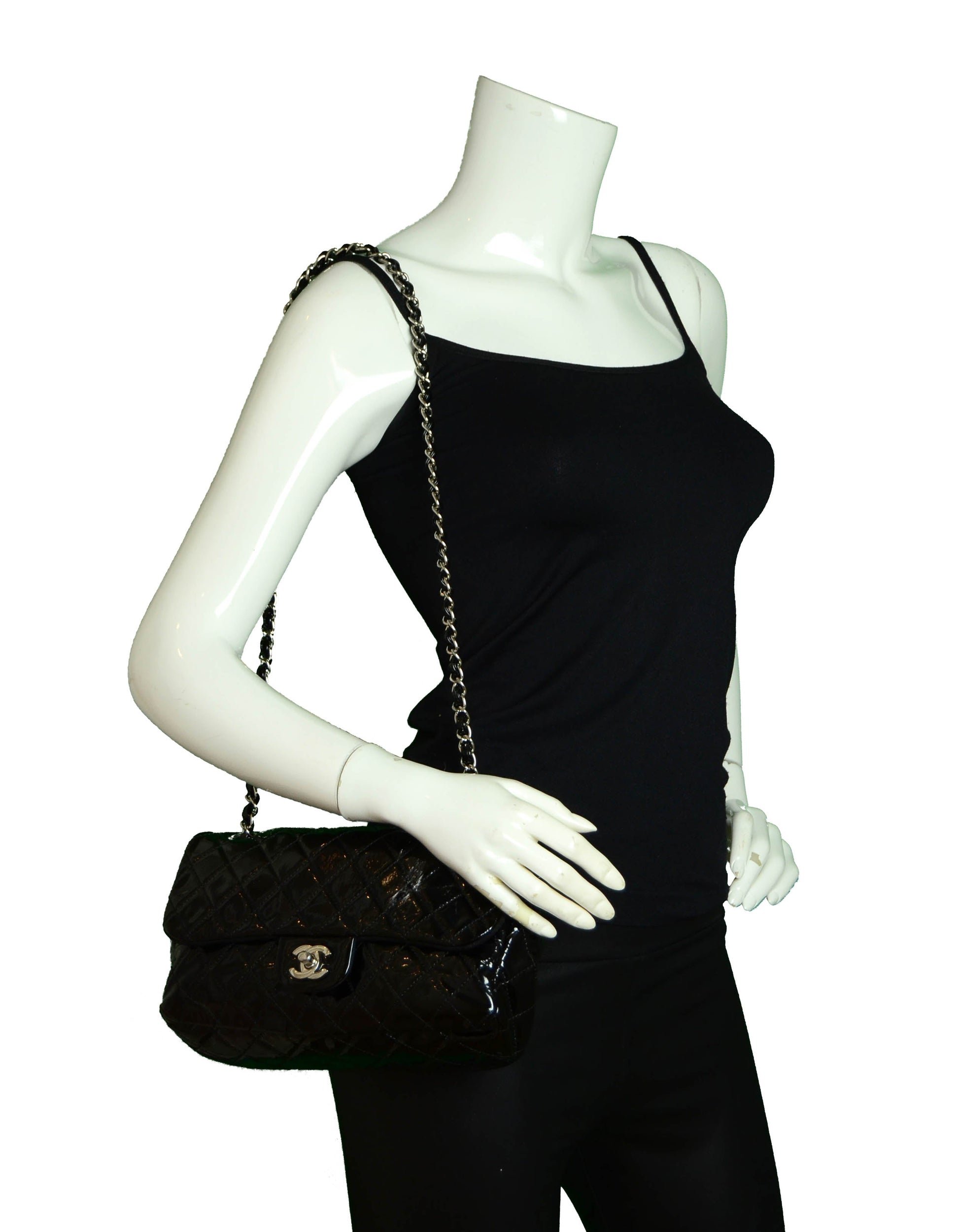 Chanel Black Mesh & Patent La Madrague 2 in 1 Tote/ Quilted Flap Bag