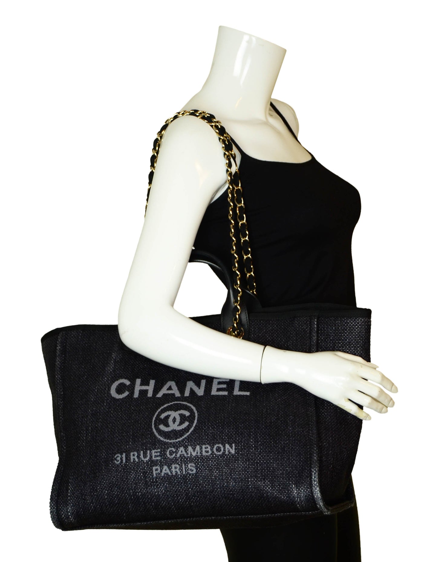 Chanel Black Woven Straw Raffia Medium Deauville Women Shoes
