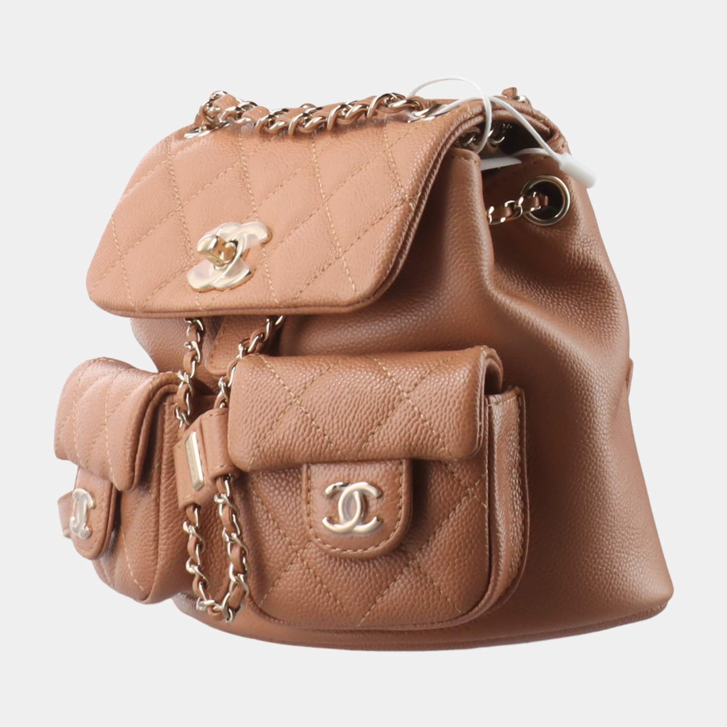 Chanel 23P Duma Backpack Caramel Tan Caviar Small Leather