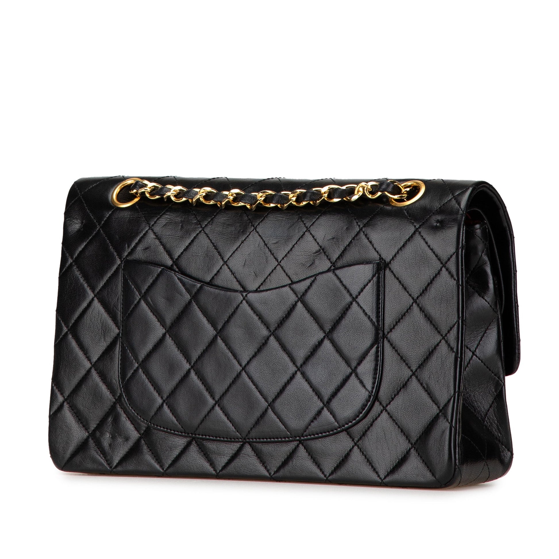 Black Chanel Medium Classic Lambskin Double Flap Shoulder Bag