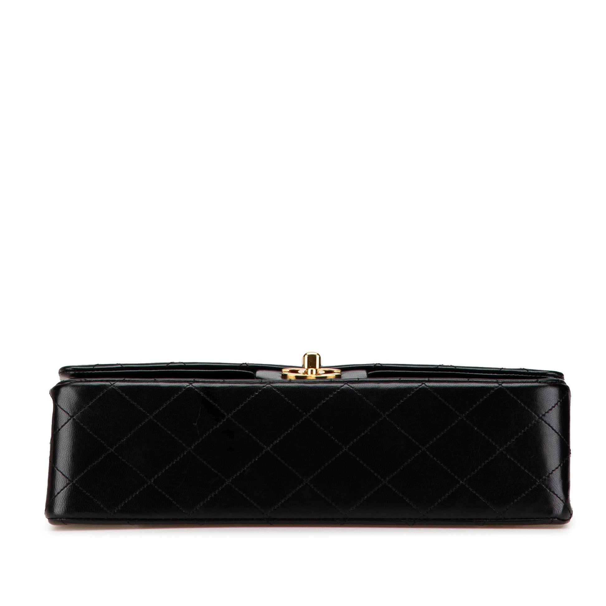 Black Chanel Medium Classic Lambskin Double Flap Shoulder Bag