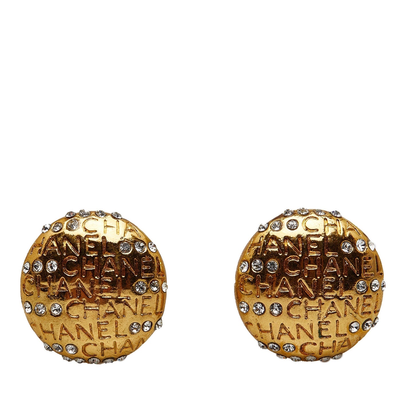CHANEL Rhinestone CC Clip On Earrings Costume Earrings