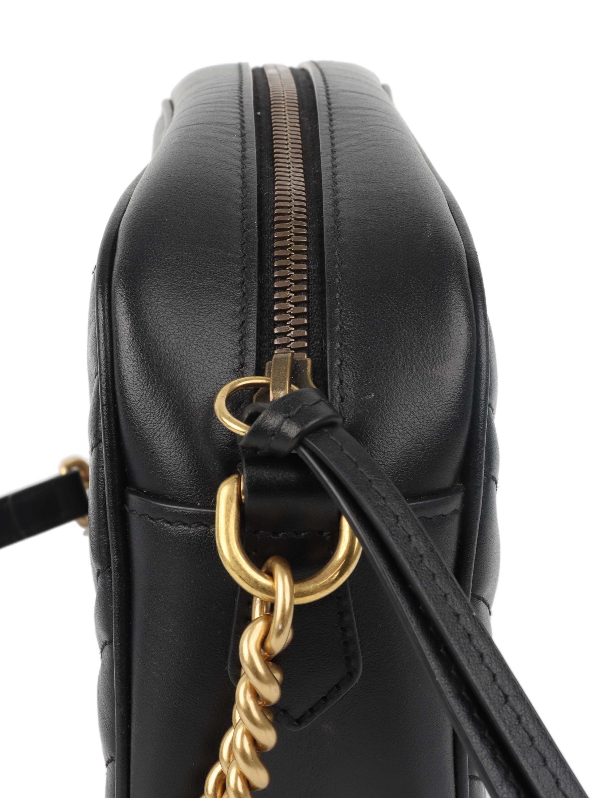 Gucci Small Black Marmont Camera Bag.