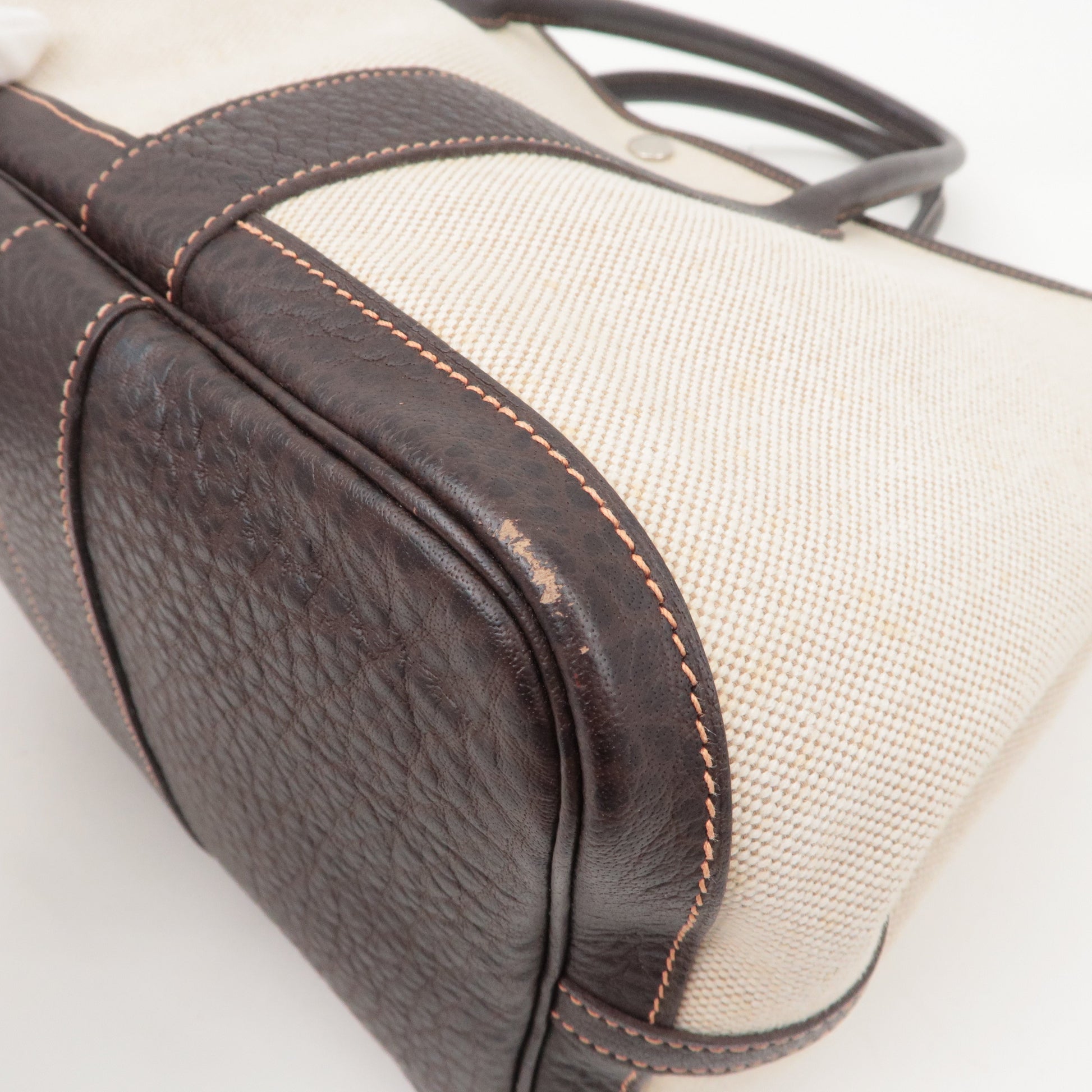 Hermes Luxury Garden Party Toile Ash Pm I Leather Beige Travel Bag