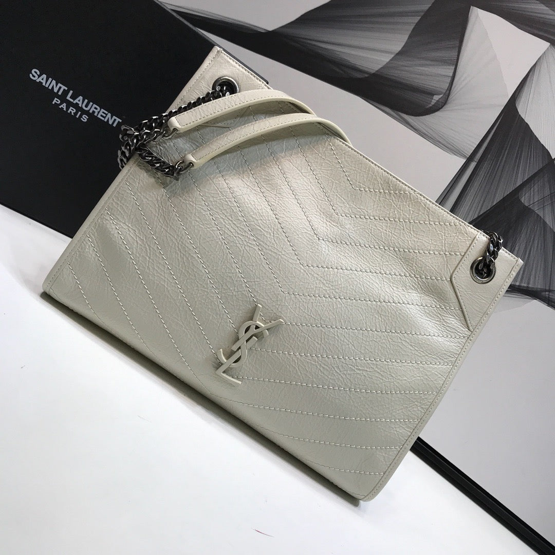 YSL Saint Laurent Niki Shopping 12in 32cm White Medium Tote Bag