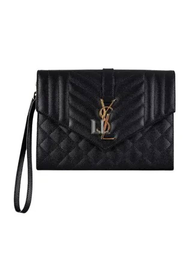 YSL Saint Laurent Saint Laurent Trending Logo Strap Clutch Bag Matelasse Black