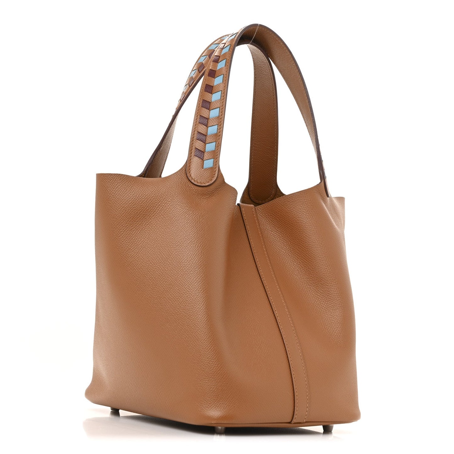 Hermes Epsom Tressage De Cuir Picotin Lock Bleu Du Gold Travel Bag