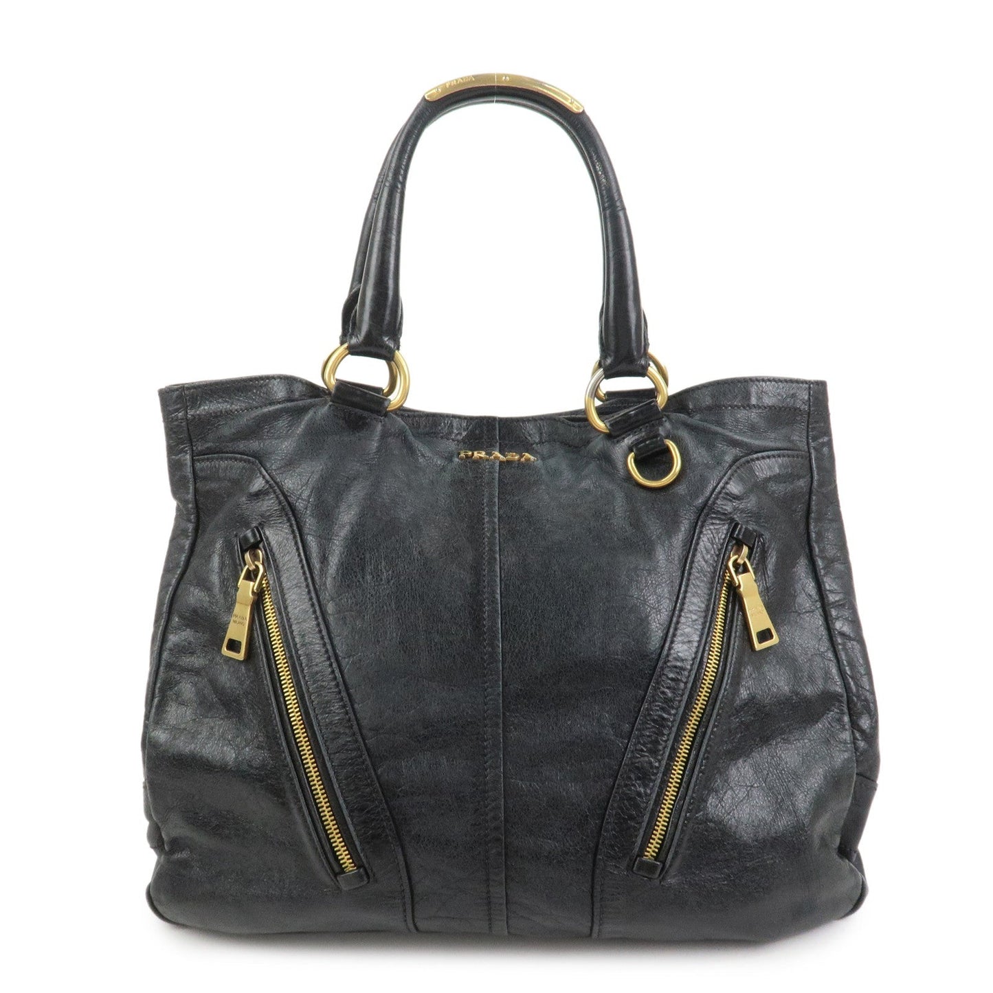 Tote Bag Shoulder Bag Leather Black Logo