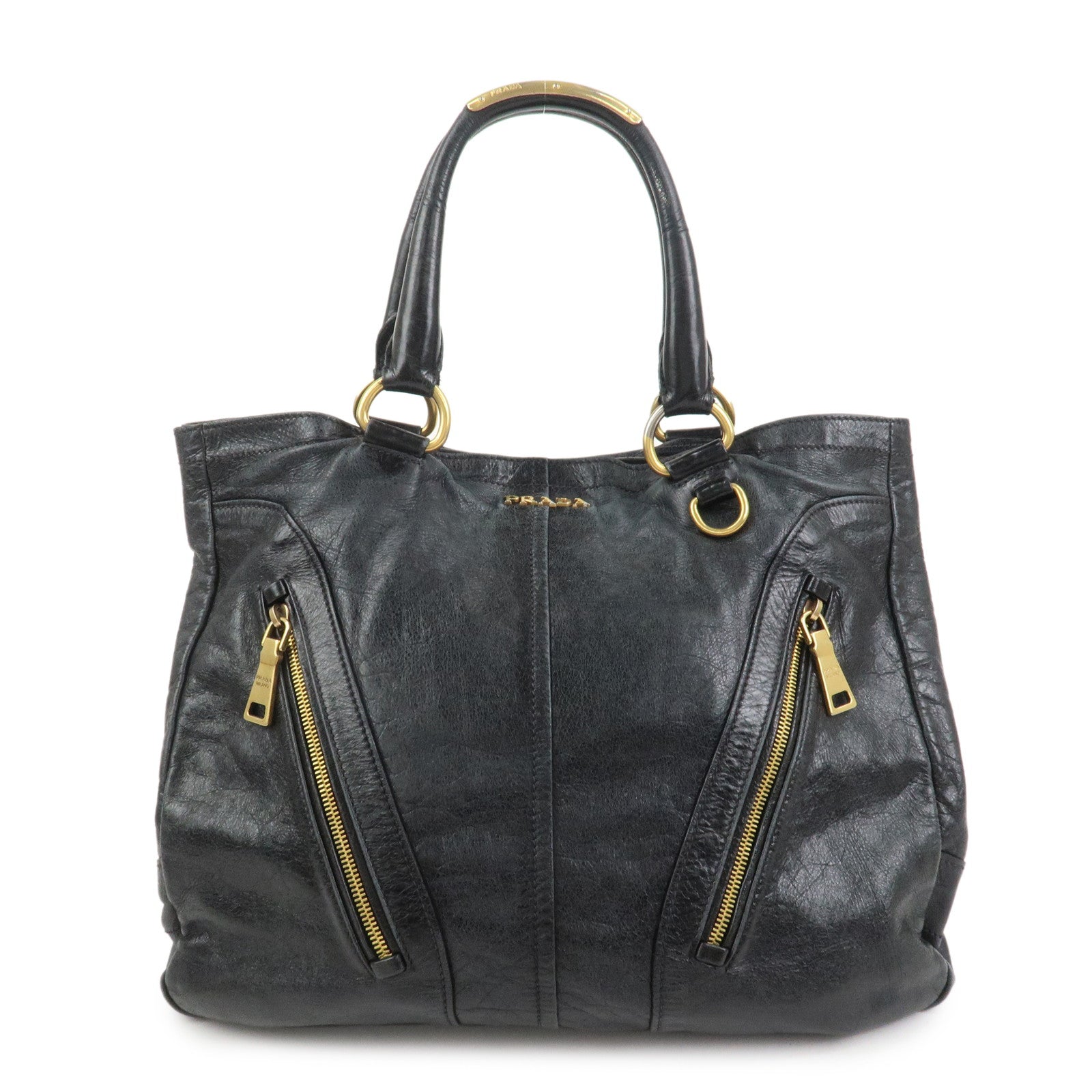 Tote Bag Shoulder Bag Leather Black Logo